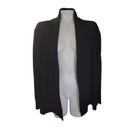 JASON MAXWELL Open Front‎ Black Cardigan Sweater Lightweight Knit Long Sleeve - Picture 3 of 8